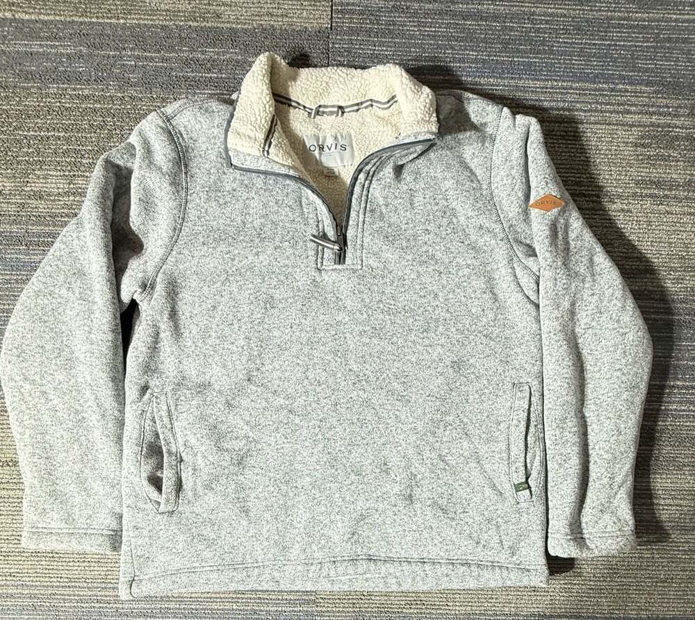 Orvis Sherpa Lined 1/4 Zip Pullover Size XL Gray